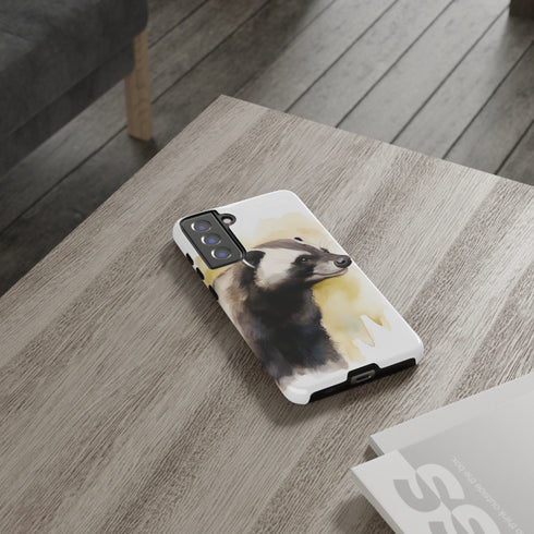 Badger on a Yellow Background - Impact Resistant Phone Case
